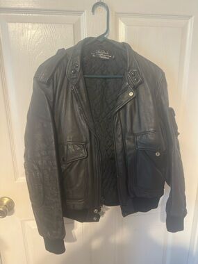 Harley-Davidson Black Leather Bomber Jacket with Quilted Lining